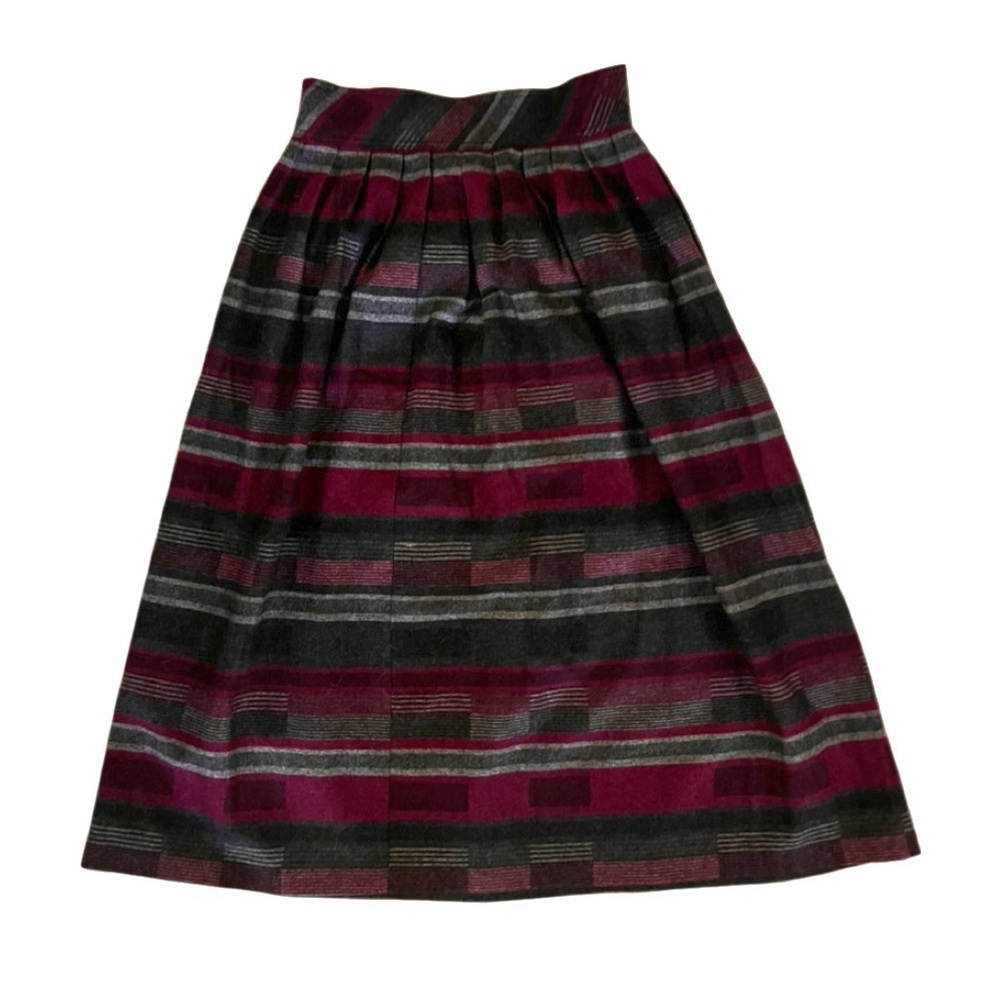 Vintage Diane Von Furstenburg DVF Wool Grey Fuchsia Midi Skirt size Medium